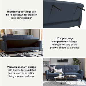 DHP Parker Futon Sofa Bed with Storage - Blue