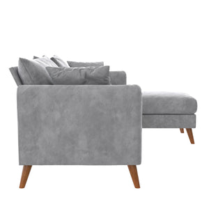 Novogratz Magnolia Reversible Sectional Sofa - Light Gray