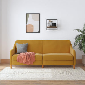 DHP Jasper Futon Sofa Bed - Mustard