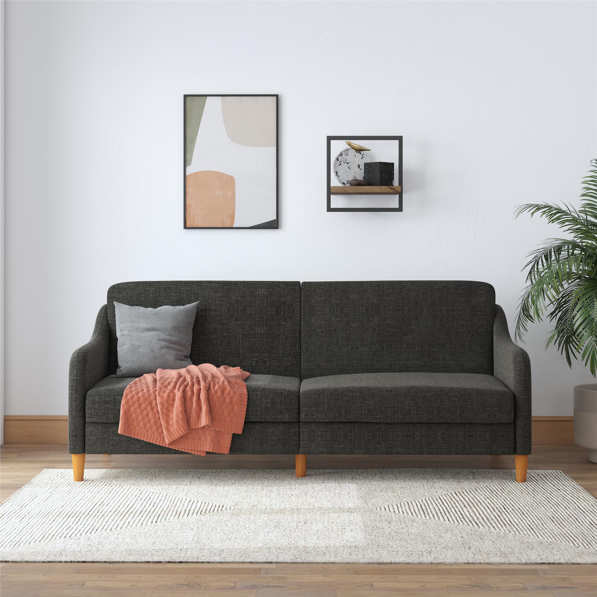 DHP Jasper Futon Sofa Bed - Dark Gray
