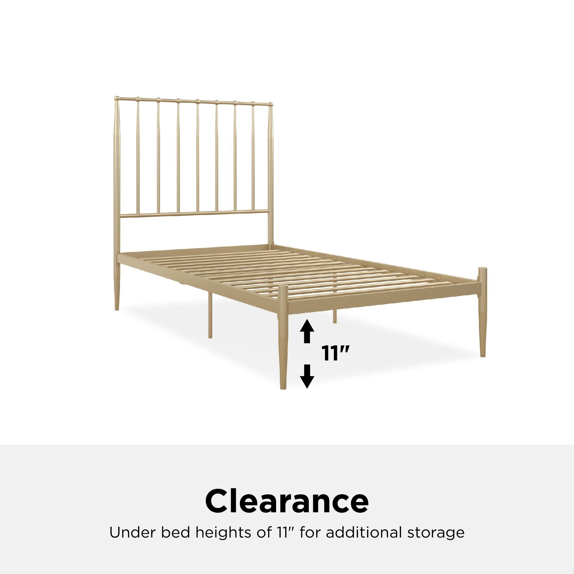 DHP Giulia Modern Metal Bed Frame - Gold - Twin