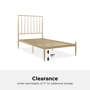 DHP Giulia Modern Metal Bed Frame - Gold - Twin