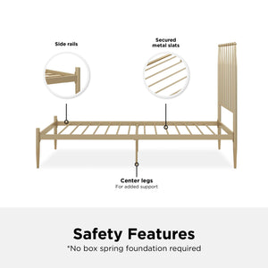 DHP Giulia Modern Metal Bed Frame - Gold - Twin