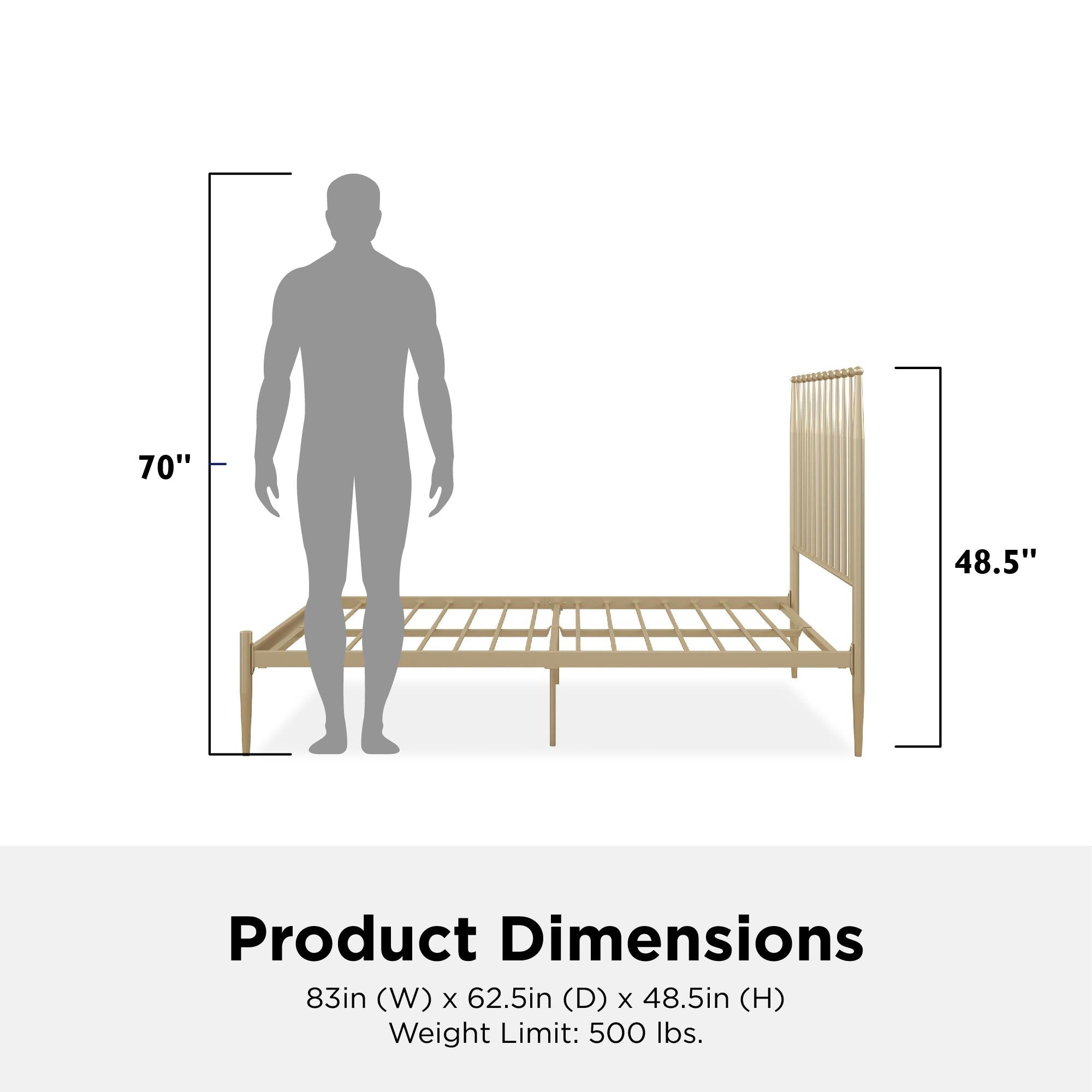 DHP Giulia Modern Metal Bed Frame - Gold - Queen