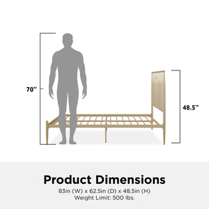 DHP Giulia Modern Metal Bed Frame - Gold - Queen