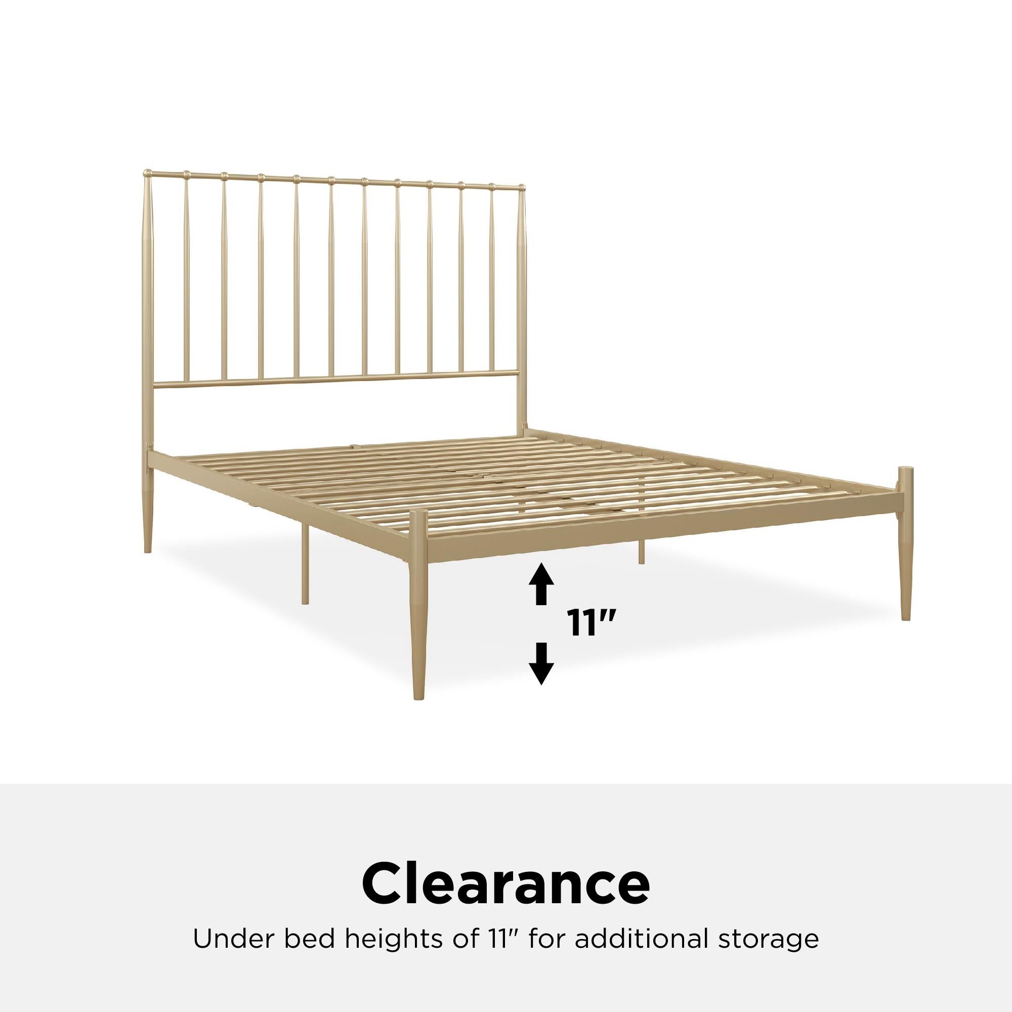 DHP Giulia Modern Metal Bed Frame - Gold - Queen