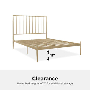 DHP Giulia Modern Metal Bed Frame - Gold - Queen