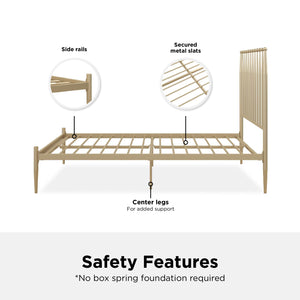 DHP Giulia Modern Metal Bed Frame - Gold - Queen