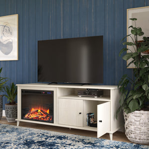 Ameriwood Home Farnsworth Fireplace TV Stand for TVs up to 65" - Ivory Oak