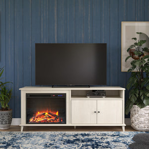 Ameriwood Home Farnsworth Fireplace TV Stand for TVs up to 65" - Ivory Oak