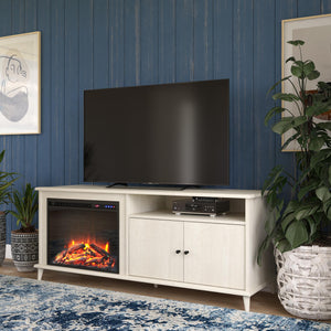 Ameriwood Home Farnsworth Fireplace TV Stand for TVs up to 65" - Ivory Oak