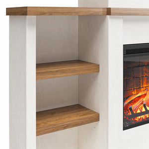 Ameriwood Home Gateswood Electric Fireplace with Mantel and Bookcase - Plaster