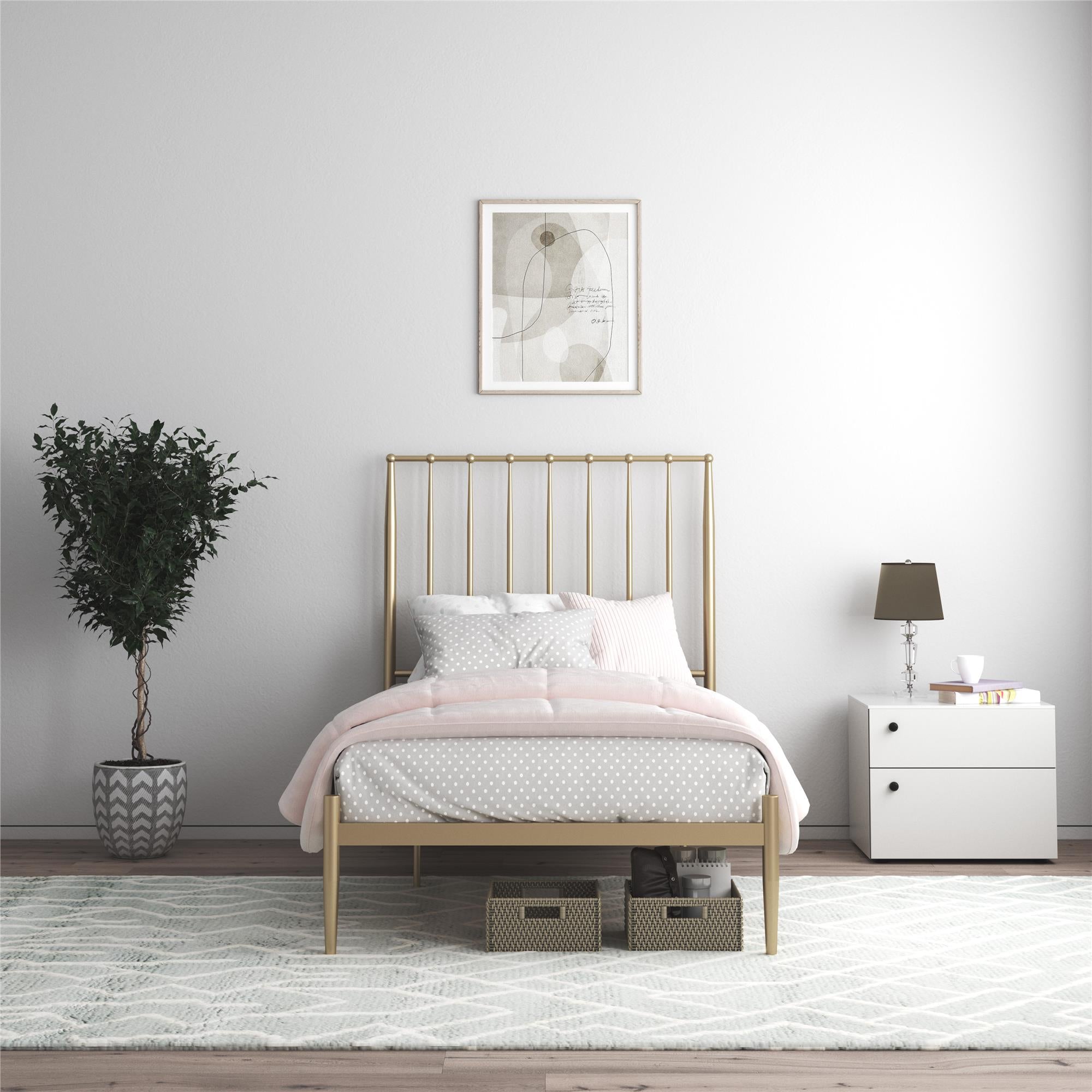 DHP Giulia Modern Metal Bed Frame - Gold - Twin