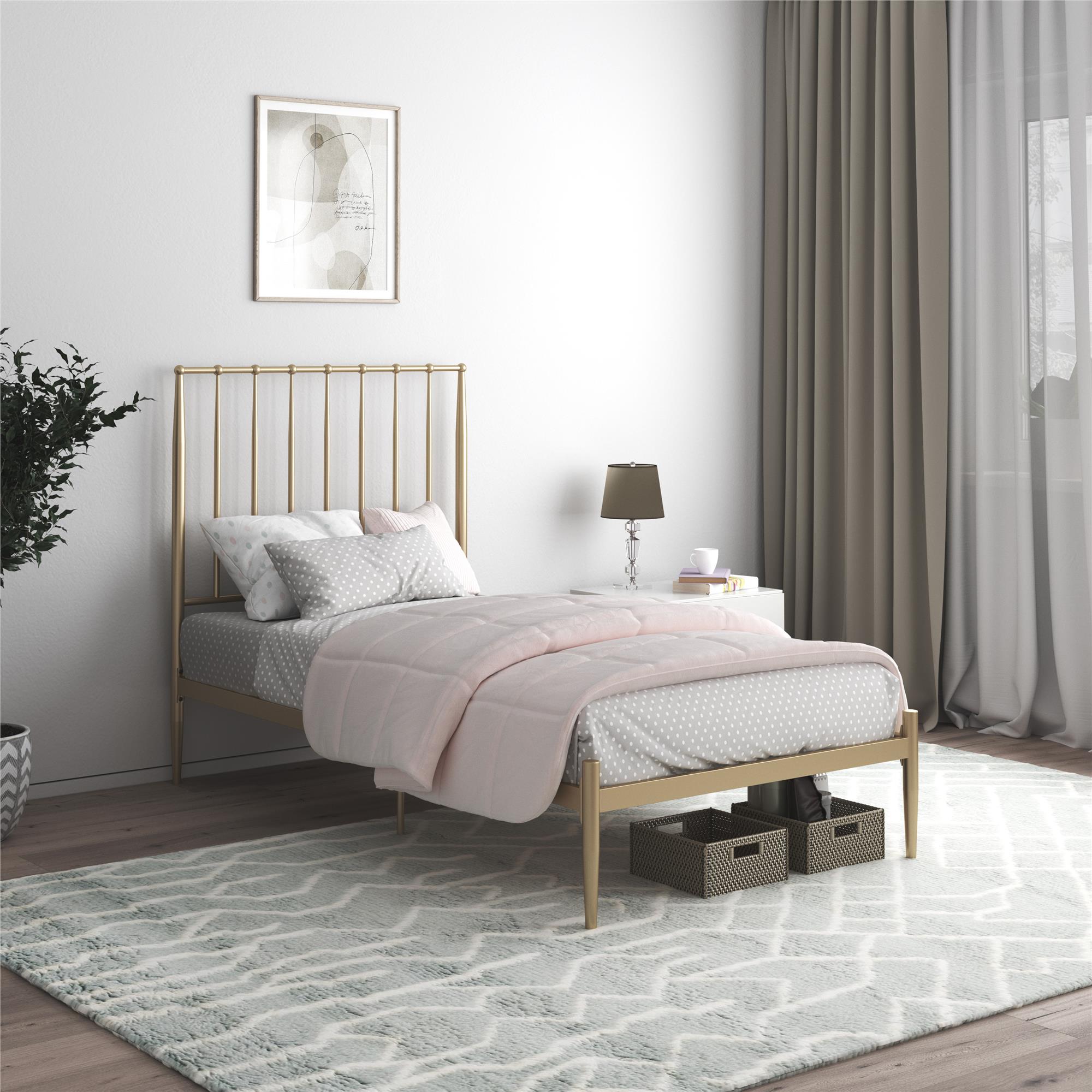 DHP Giulia Modern Metal Bed Frame - Gold - Twin