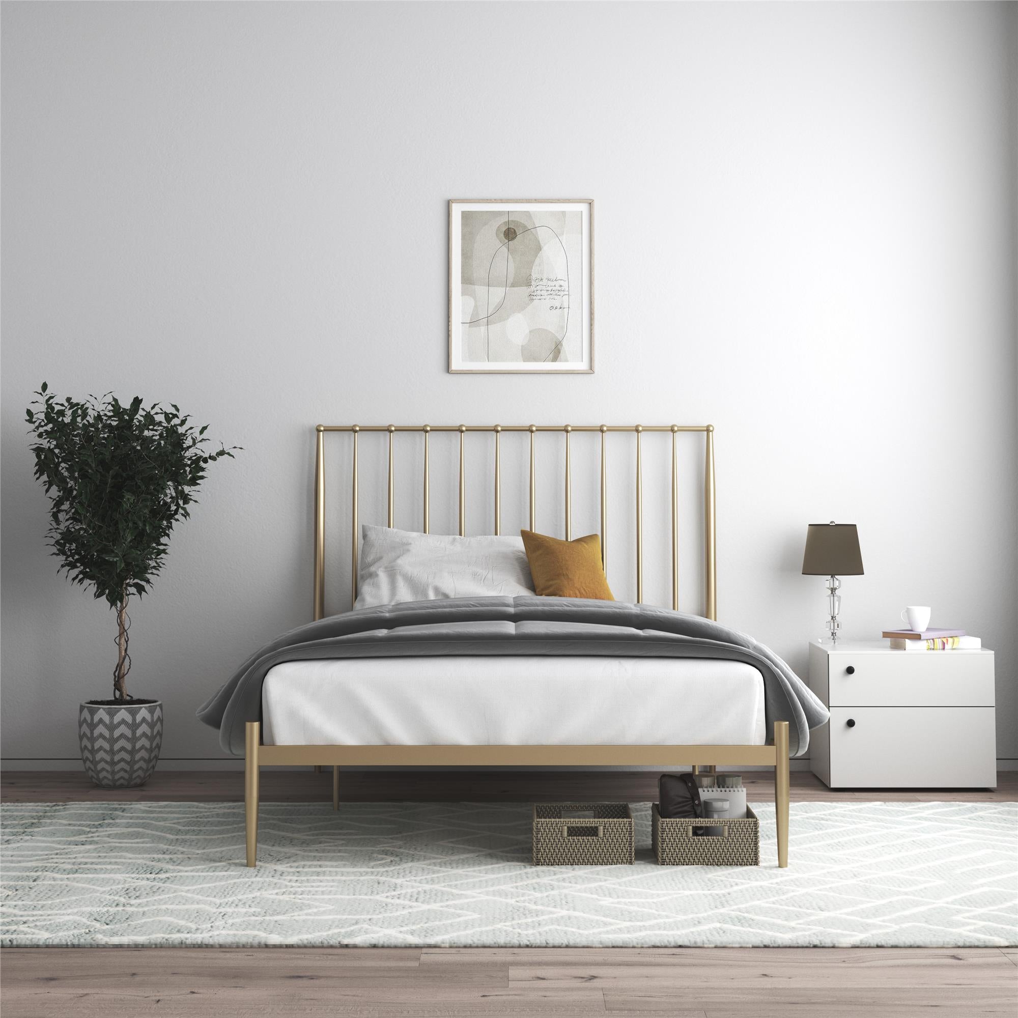 DHP Giulia Modern Metal Bed Frame - Gold - Queen