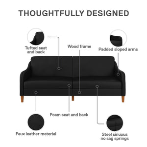 DHP Jasper Futon Sofa Bed - Black