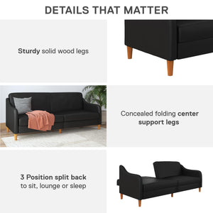 DHP Jasper Futon Sofa Bed - Black