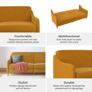 DHP Jasper Futon Sofa Bed - Mustard