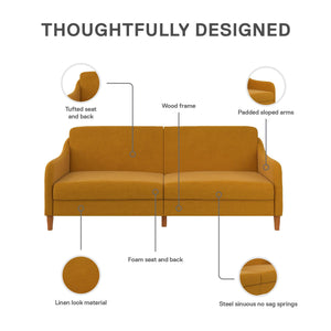 DHP Jasper Futon Sofa Bed - Mustard