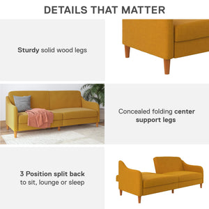 DHP Jasper Futon Sofa Bed - Mustard