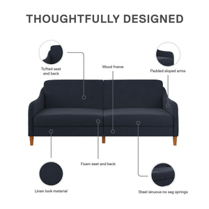 DHP Jasper Futon Sofa Bed - Navy