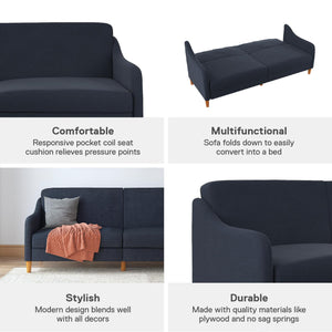 DHP Jasper Futon Sofa Bed - Navy
