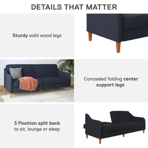 DHP Jasper Futon Sofa Bed - Navy