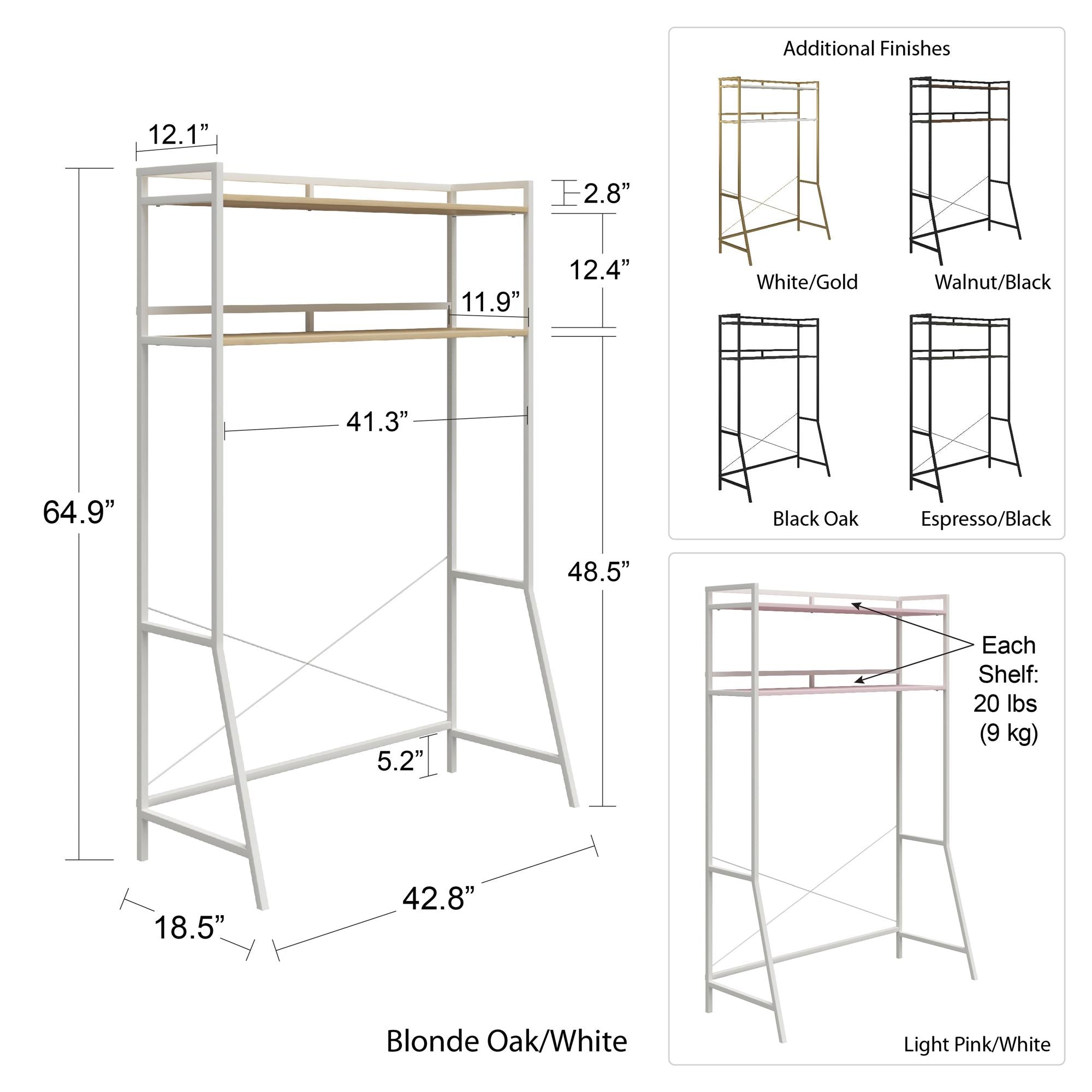 Novogratz Beverly Over-The-Bed Storage for Twin & XL Twin Beds - Espresso