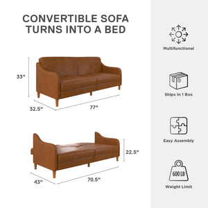 DHP Jasper Futon Sofa Bed - Camel
