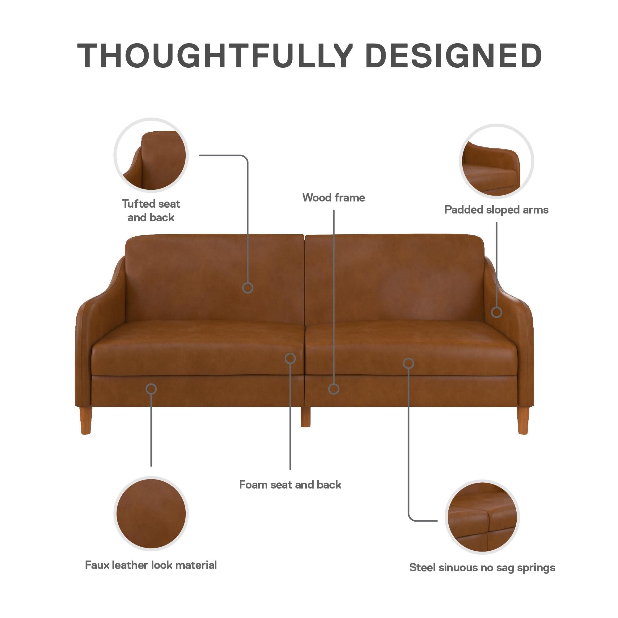 DHP Jasper Futon Sofa Bed - Camel
