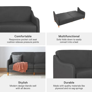DHP Jasper Futon Sofa Bed - Dark Gray