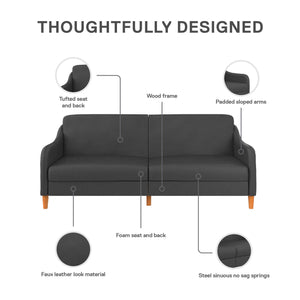 DHP Jasper Futon Sofa Bed - Dark Gray