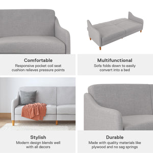DHP Jasper Futon Sofa Bed - Light Gray