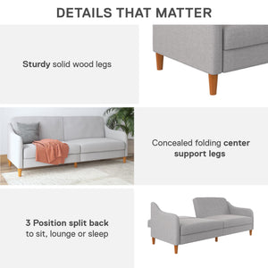 DHP Jasper Futon Sofa Bed - Light Gray