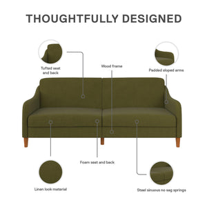 DHP Jasper Futon Sofa Bed - Green