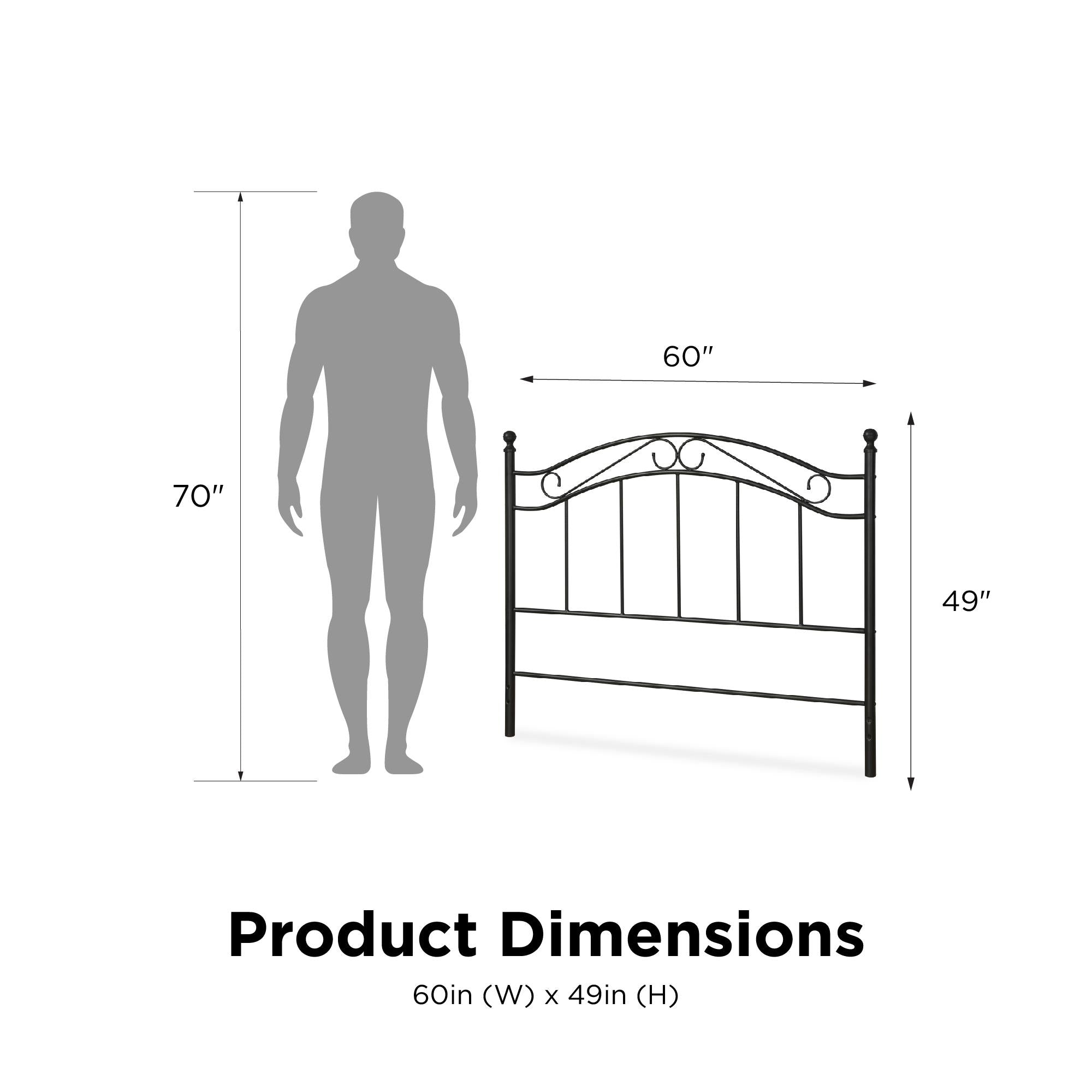 DHP Full/Queen Metal Headboard - Black - Adjustable Full/Queen