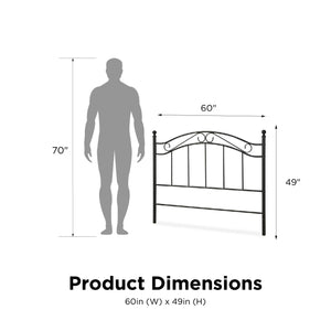 DHP Full/Queen Metal Headboard - Black - Adjustable Full/Queen