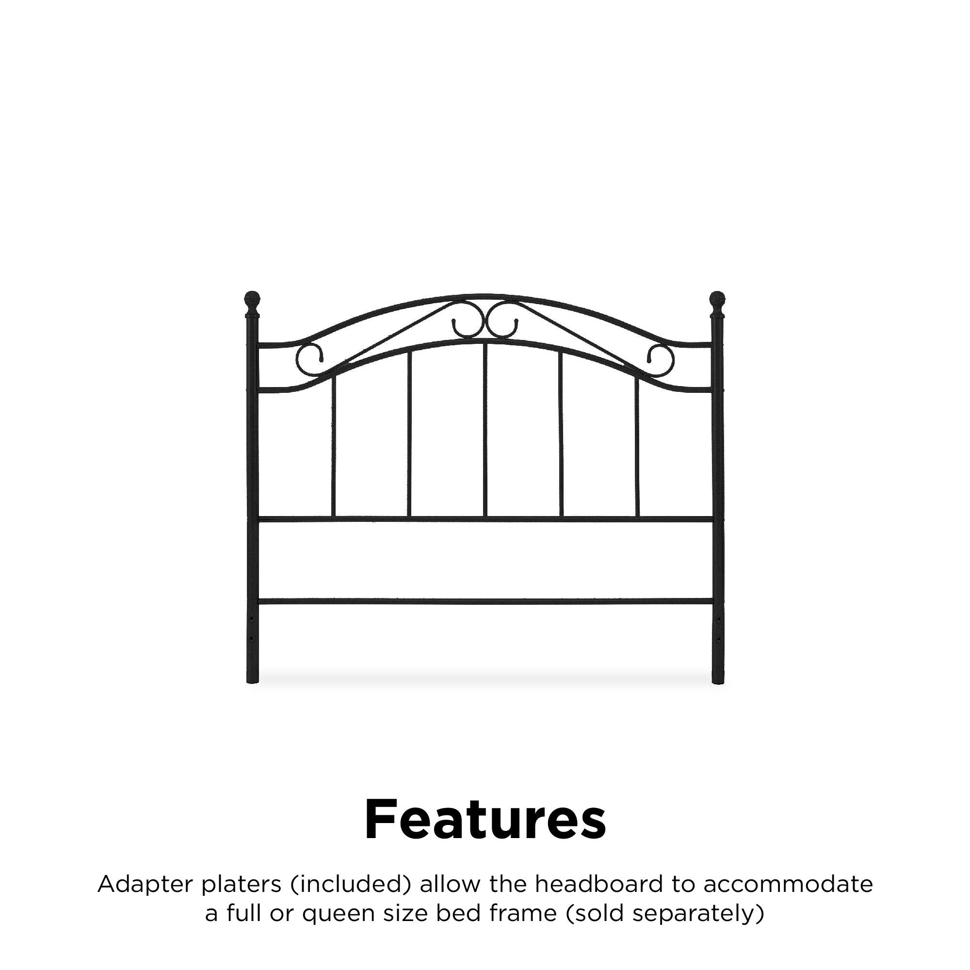 DHP Full/Queen Metal Headboard - Black - Adjustable Full/Queen