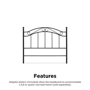 DHP Full/Queen Metal Headboard - Black - Adjustable Full/Queen