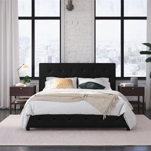 DHP Dakota Upholstered Bed Frame - Black Faux Leather - Queen
