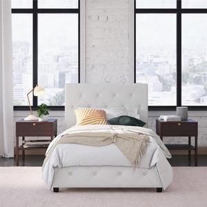 DHP Dakota Upholstered Bed Frame - White Faux leather - Twin