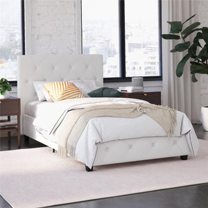 DHP Dakota Upholstered Bed Frame - White Faux leather - Twin