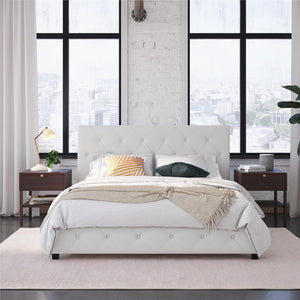 DHP Dakota Upholstered Bed Frame - White Faux leather - Full