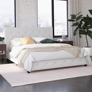 DHP Dakota Upholstered Bed Frame - White Faux leather - Queen