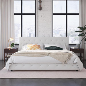 DHP Dakota Upholstered Bed Frame - White Faux leather - King