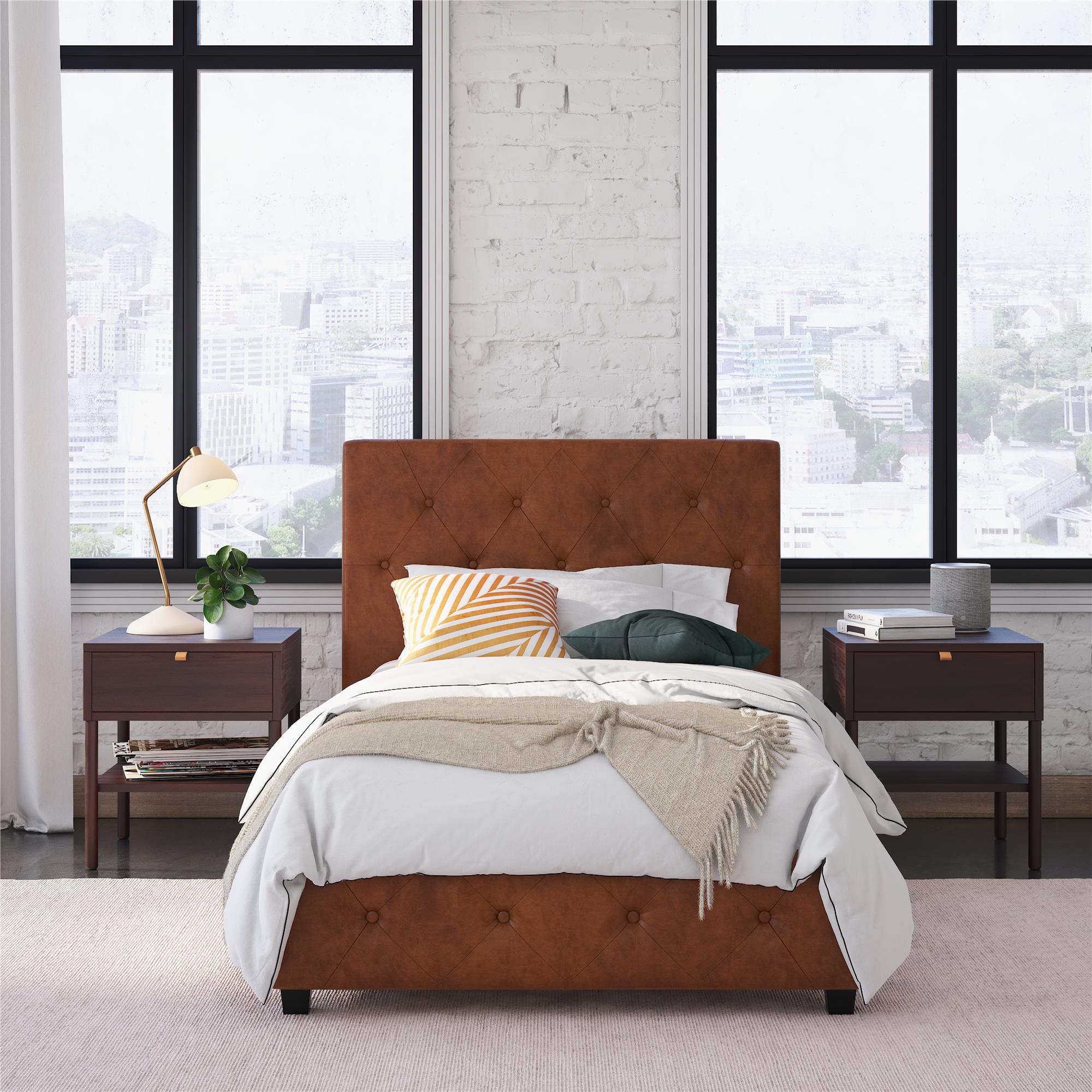 DHP Dakota Upholstered Bed Frame - Camel Faux Leather - Twin