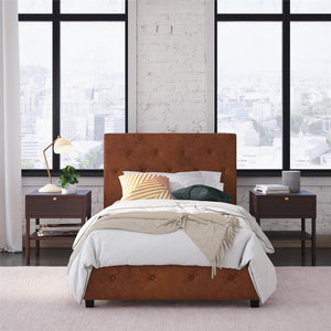 DHP Dakota Upholstered Bed Frame - Camel Faux Leather - Twin