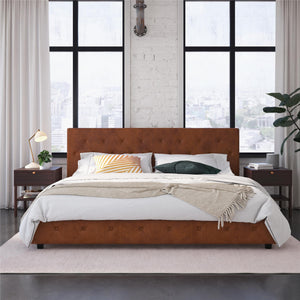 DHP Dakota Upholstered Bed Frame - Camel Faux Leather - King