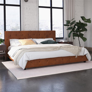 DHP Dakota Upholstered Bed Frame - Camel Faux Leather - King