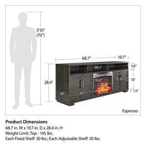 Ameriwood Home Flintrock Electric Fireplace Console TV Stand for TVs up to 75" - Espresso